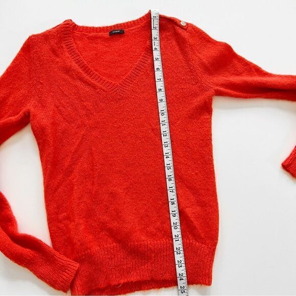 J. Crew Women Fall Season Orange Wynter Wool Mohair V-Neck Sweater Size XS - Picture 7 of 8